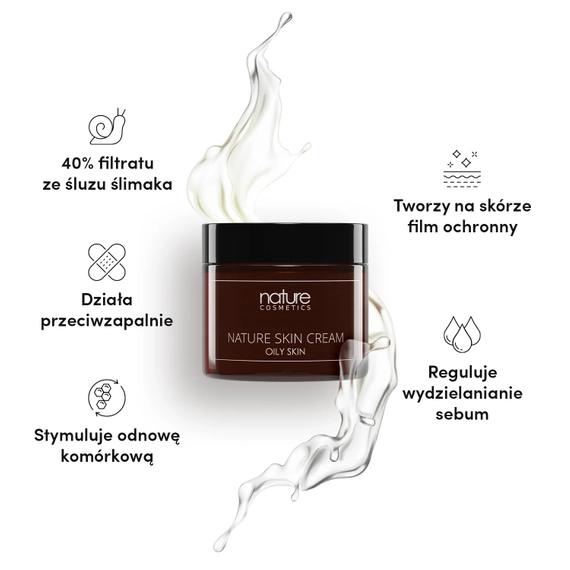 Nature Cosmetics - Nature Skin Cream - OILY SKIN - Krem ze śluzem ślimaka do skóry tłustej i mieszanej - 60 g